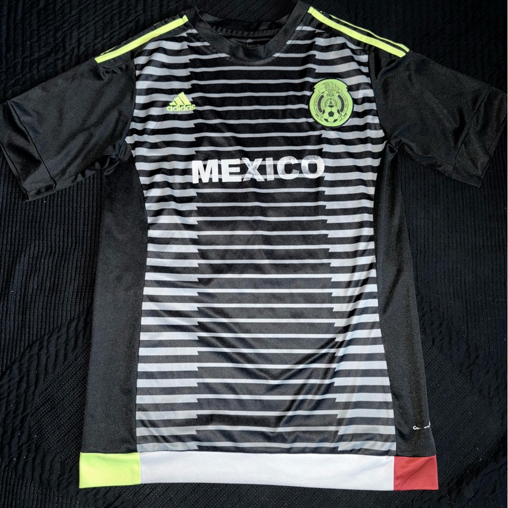 Adidas Black and Green Mexico Short Sleeve Tee